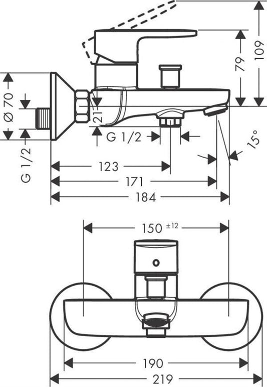 Vonios maišytuvas Hansgrohe Blend Vernis, juodas