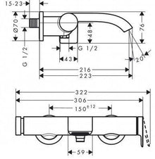Vonios maišytuvas Hansgrohe Vivenis 75420670, juodas