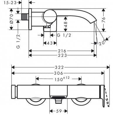 Vonios maišytuvas Hansgrohe Vivenis 75420670, juodas