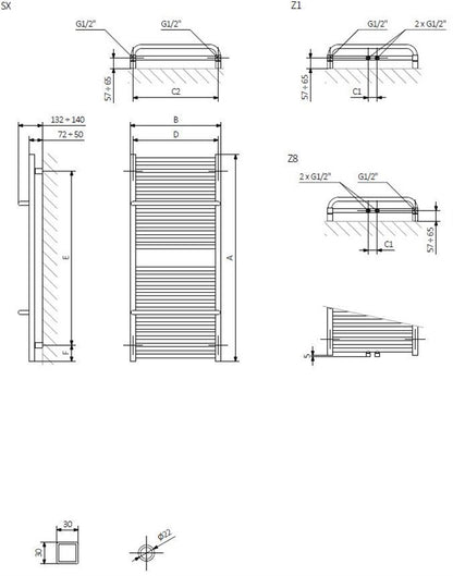 Electric towel rail Terma Lima, 500x820mm