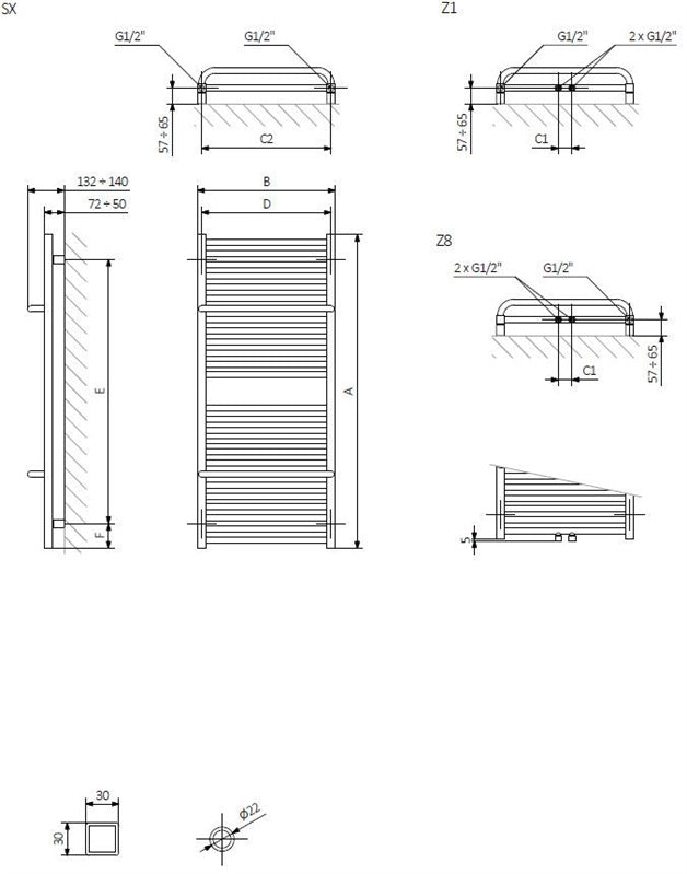 Electric towel rail Terma Lima, 500x820mm