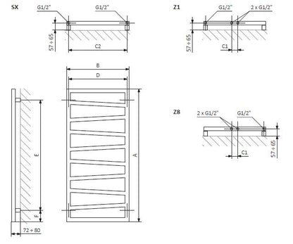Elektrinis rankšluosčių džiovintuvas Terma ZigZag 500x1070mm