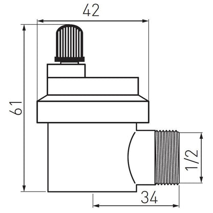 Nuorinimo vožtuvas FERRO 1/2", automatinis, kampinis