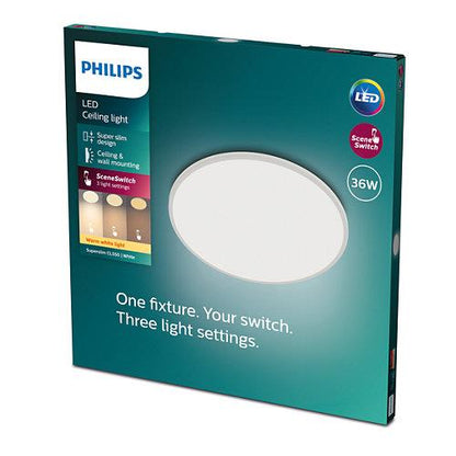 Šviestuvas Philips Superslim, 36W, 2700°K, baltas