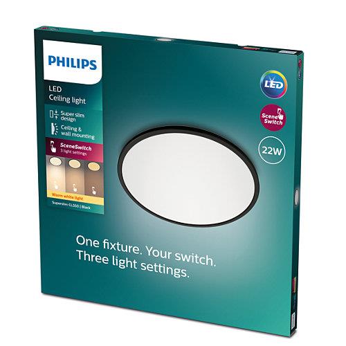 Lampa Philips Superslim, 22W, 2700°K, czarna