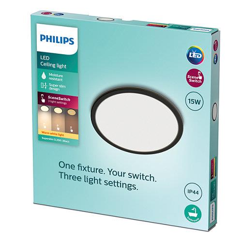 Lampa Philips Superslim, 15W, 2700°K, czarna