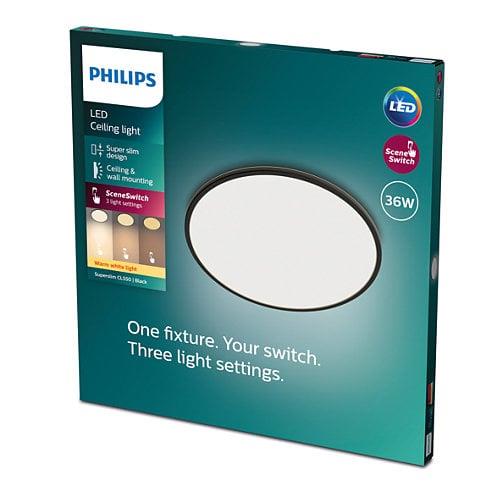Šviestuvas Philips Superslim, 36W, 2700°K, juodas