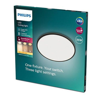 Šviestuvas Philips Superslim, 36W, 2700°K, juodas