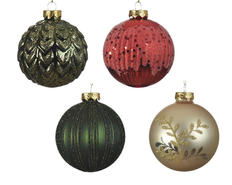 Glass Christmas tree decoration DECORIS 062587, 8 cm, assorted colours