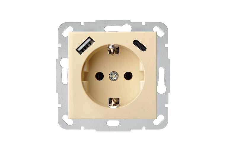 Socket, USB A+C charger Liregus Epsilon, sand