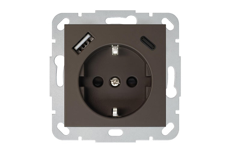 Socket, USB A+C Charger Liregus Retro, brown