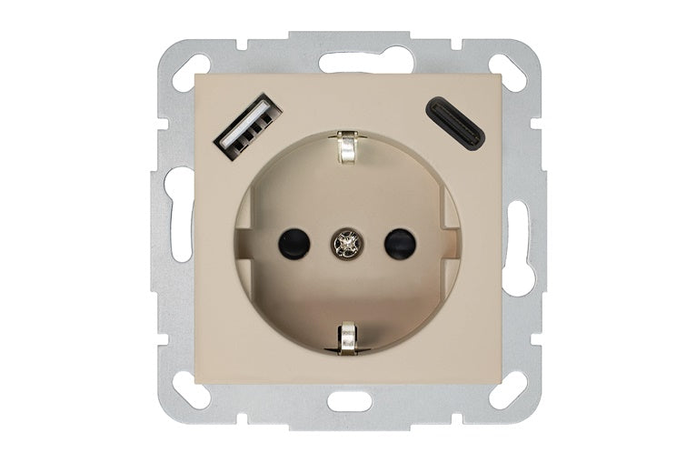 Wall socket, USB A+C charger Liregus Retro, cream