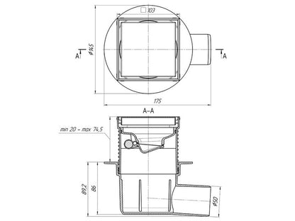 DUŠ TRAP SAUS ĮKLIJUOJ PLYTEL 10X10 REG