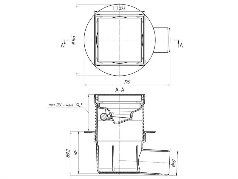 SHOWER TRAP DRY TILE INSERT 10X10 REG