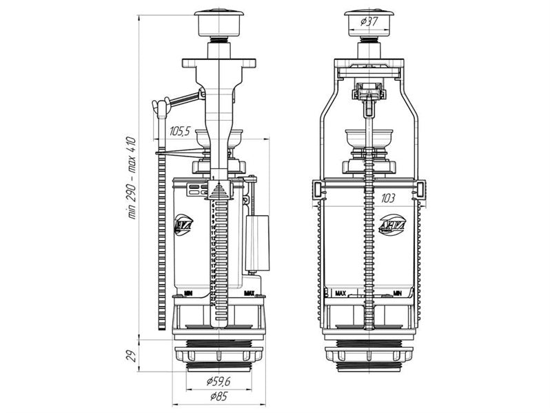FLUSH MECHANISM METAL BUTTON 3/6L