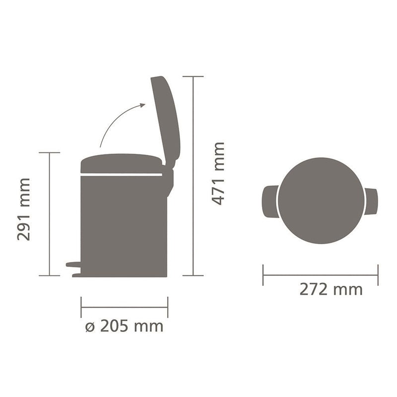 Šiukšliadėžė Brabantia, šviesiai ruda, 5 l, 27.1 cm