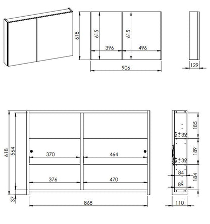 SZAFKA Z LUSTREM BASIC 90 CM