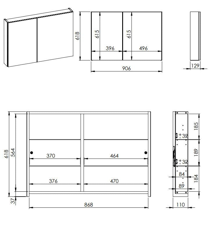SZAFKA Z LUSTREM BASIC 90 CM