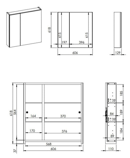 WALL-MOUNTED CABINET WITH MIRROR BASIC 60 CM