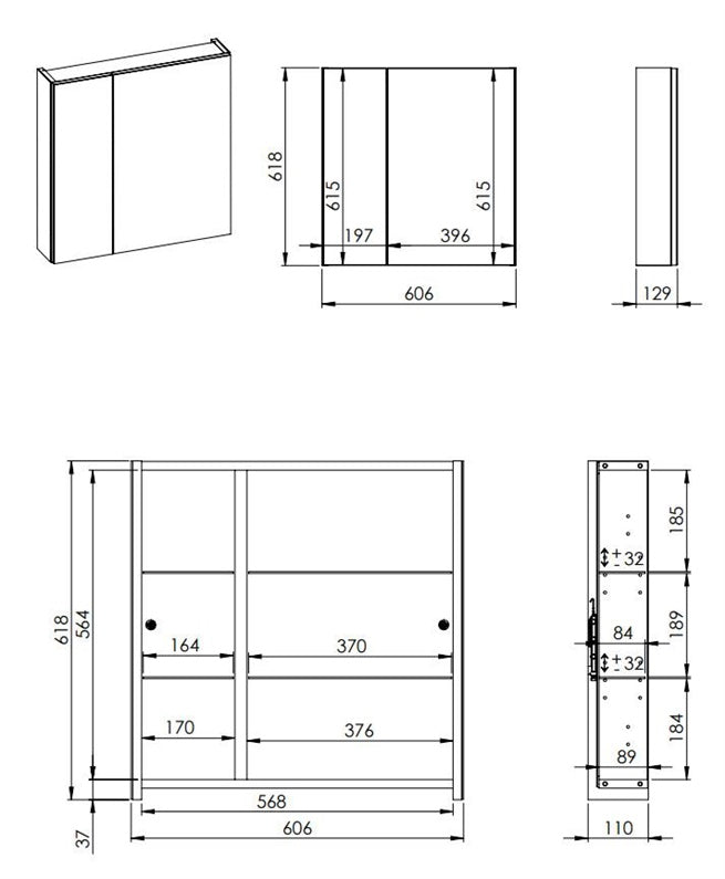 SZAFKA Z LUSTREM WISZĄCA BASIC 60 CM