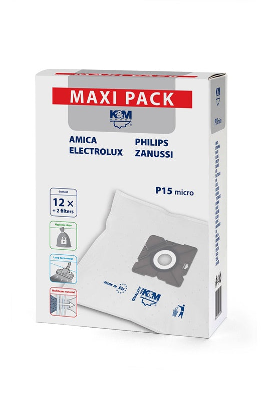 Dulkių siurblio maišelis K&M P15-MX, 12 vnt.