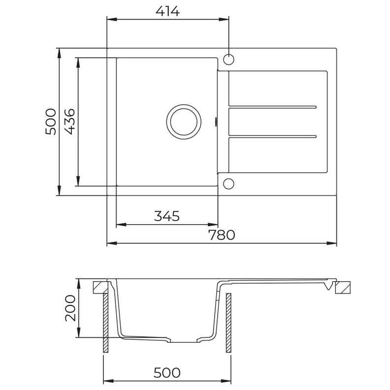 Sink Helika Tesa SQT101-601AW 78x50x20 cm