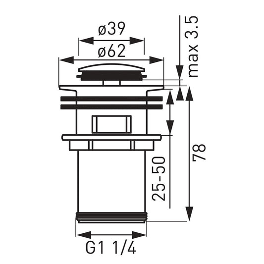 Waste valve Ferro S283G click/clack, 3.9 cm