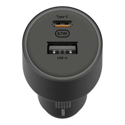 Xiaomi Mi automobilinis įkroviklis 67 W USB-A + Type-C BHR6814GL, juoda spalva