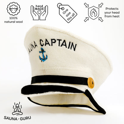 Sauna Hat “Sauna Captain” & “Sauna Boss”100% Wool, Set of 2