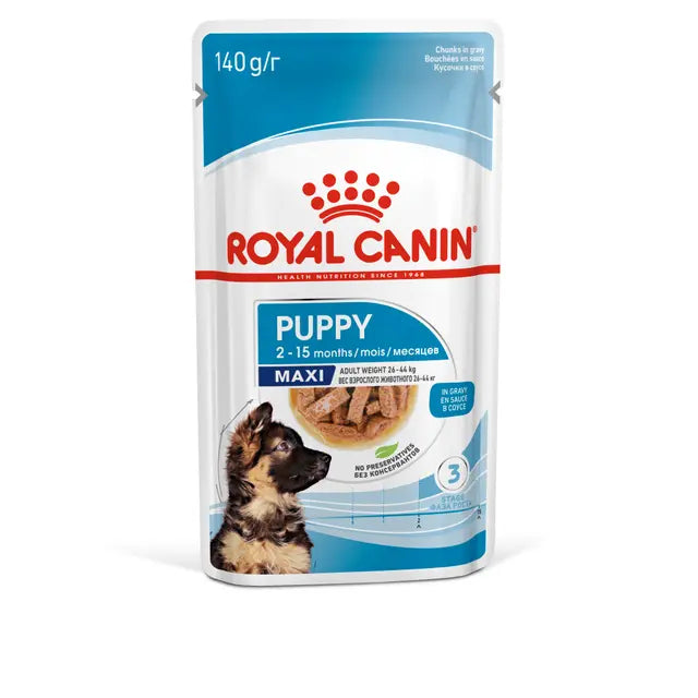 ROYAL CANIN Maxi Puppy Chunks In Gravy - Drėgnas Pašaras Dideliems Šuniukams 10x140g