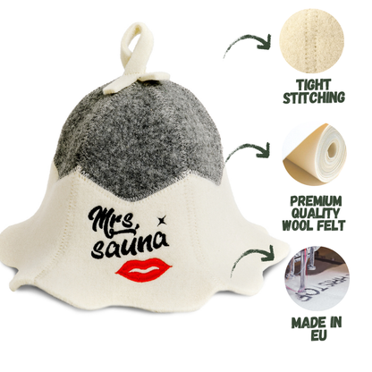 Sauna Hat 'Mrs. Sauna', 100% Wool
