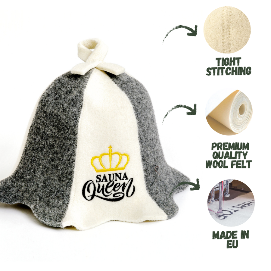 Sauna Hat 'Sauna Queen', 100% Wool