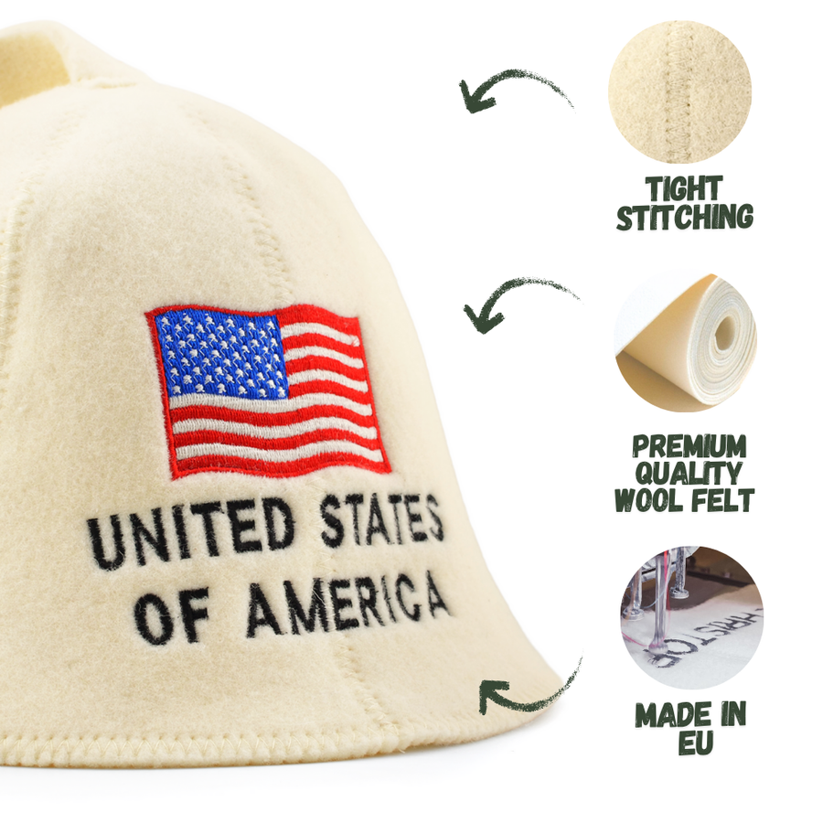 Sauna Hat ‘FLAGS’, 100% Wool