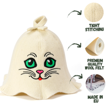 Sauna Hat 'Sauna Kitten' 100% Wool