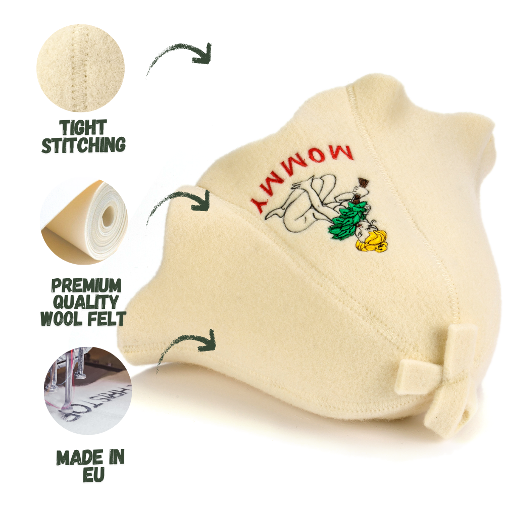 Czapka do sauny „Sauna Mommy” 100% wełna