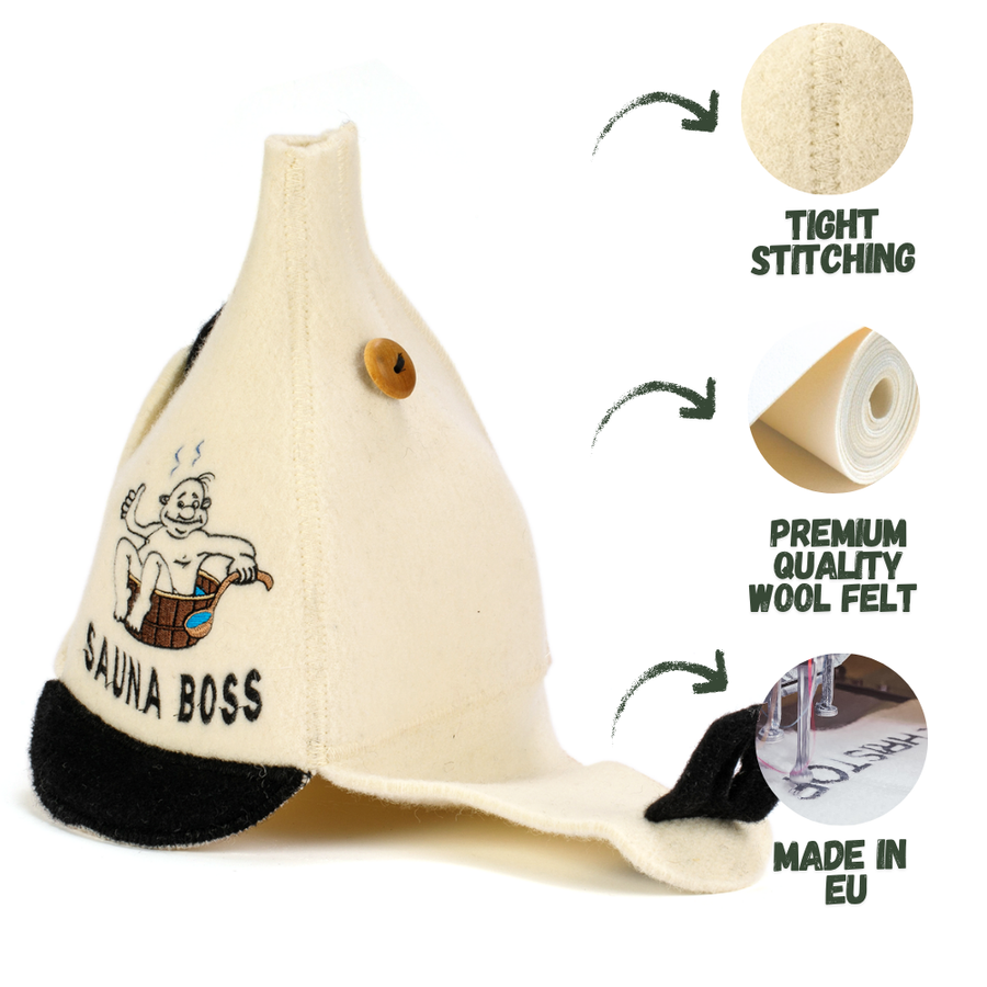 Czapka do sauny „Sauna Boss” 100% wełna