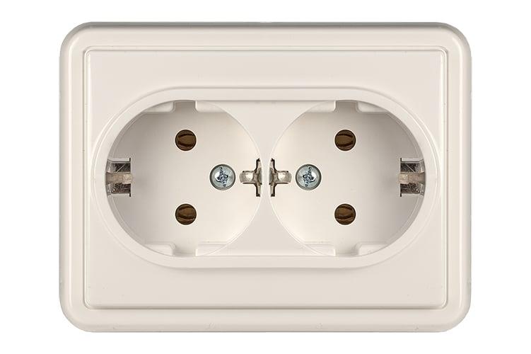 Double socket outlet Vilma ST150, with earth, white.
