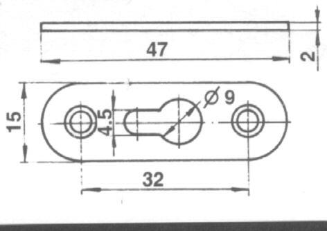 Pakabinimo ąselė F4-128, 15 x 47 x 2 mm, 1 vnt.