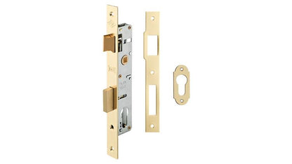 Mortise lock 153/20-U, without cylinder, brass-plated