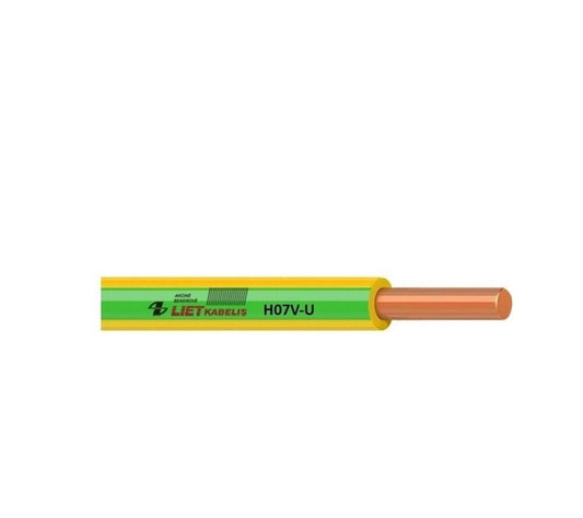 Laidas Lietkabelis H07V-U, 1 x 6 mm², geltonas/žalias