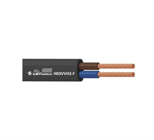 Cable Lietkabelis H03VVH2-F, 2 x 0.5 mm², black