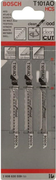 Комплект пильных полотен для лобзика Bosch, T101A0, 3 шт.