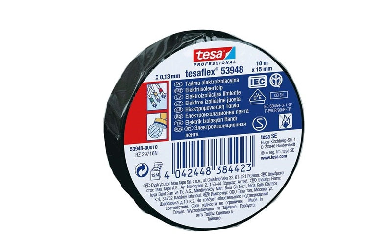 Izoliacinė juosta Tesaflex 53988, juoda, 15 mm x 10 m