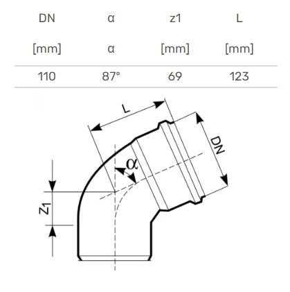 Outdoor sewer elbow Magnaplast, Ø 110 mm, 87°