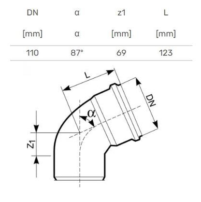 Outdoor sewer elbow Magnaplast, Ø 110 mm, 87°