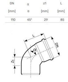 Kolanko kanalizacyjne zewnętrzne Magnaplast, Ø 110 mm, 45°