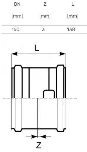 Double socket Magnaplast outdoor sewage pipe, Ø 160 mm