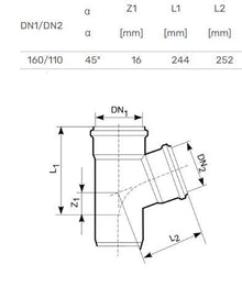 Lauko kanalizacijos trišakis Magnaplast, Ø 110/160 mm, 45°