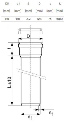 Rura kanalizacyjna zewnętrzna Magnaplast, Ø 110 mm, SN8, 1 m