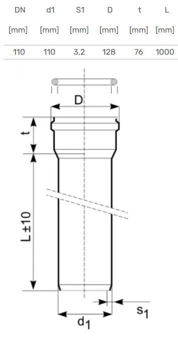 Rura kanalizacyjna zewnętrzna Magnaplast, Ø 110 mm, SN8, 1 m